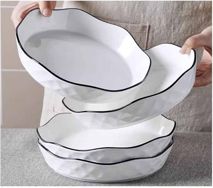 SONGCHAO Party Supplies Ceramic Plate Dish Plate Home Deep Soup Plate Simple Nordic Creative Kitchen Plate Lace Plate Fruit Plate Rice Plate Party Plates