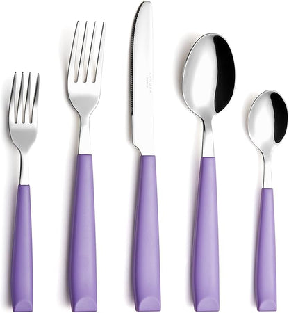 ANNOVA Silverware Set 20 Pieces Stainless Steel Cutlery Color Handle Flatware - 4 x Dinner Knife; 4 x Dinner Fork; 4 x Salad Fork; 4 x Dinner Spoon; 4 x Dessert Spoon (Lilac)