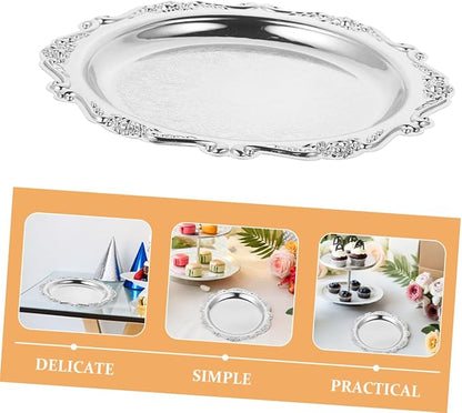 2pcs Iron Snack Plate Vintage Jewelry Holder Decorative Serving Tray for Desserts Cakes Jewelry Chips Dip Easy to Clean