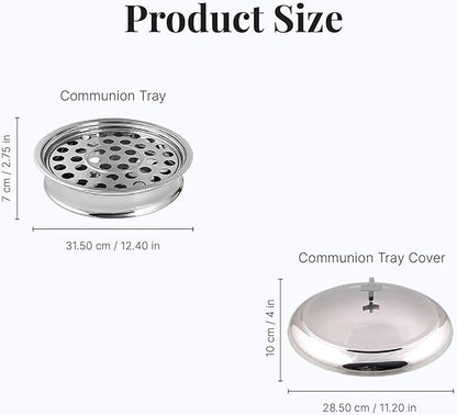 Communion Tray Set | Church Communion Tray Set | Stackable 1 Communions Tray with a Cover, 40-Hole Disk | Communions Supplies | Stainless Steel - Shiny Mirror Finish