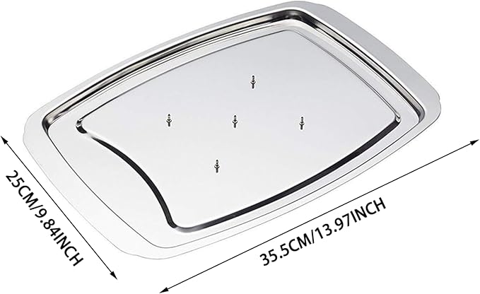 Stainless Steel Carving Tray Spiked Meat Dish with Spiked Caps Polished Non-Slip Serving Tray Turkey Pan for Slicing, Cutting, Chopping Home Kitchen Tools