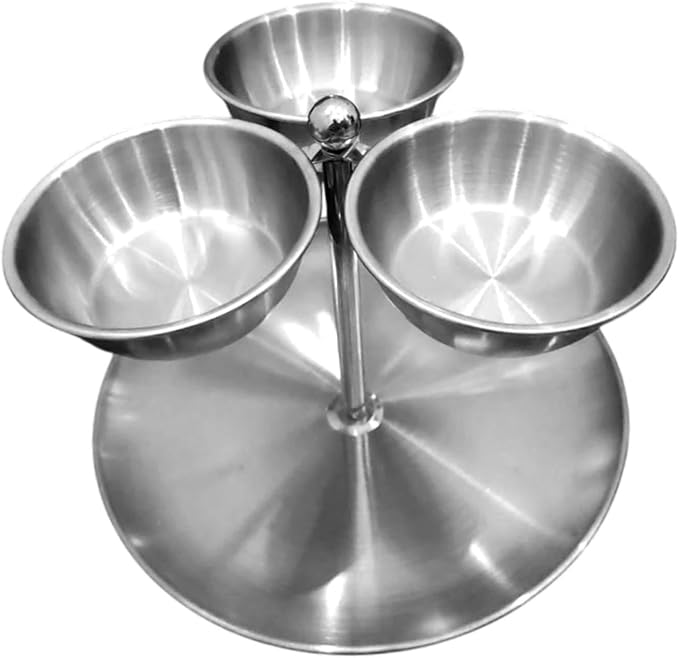 Fruit and Snack Serving Tray with Compartments for Events and Gatherings, Silver A