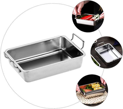 PRETYZOOM 1Pc Stainless Steel Food Serving Tray with Handle Small Silver Snacks Tray for Fruits and Appetizers Easy to Move Design Smooth Surface