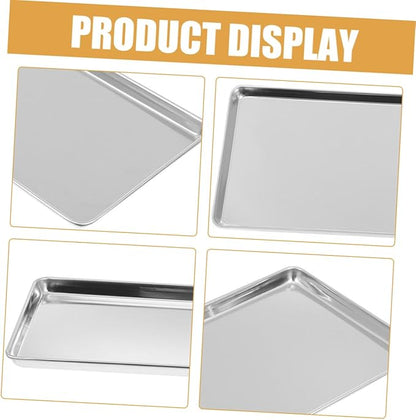 Cabilock Stainless Steel Serving Tray Set Rectangular Food Snack Plates for Home Restaurant and Party Use Unbreakable Design 2-Piece Kitchen Tray for Entertaining