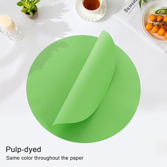 SHACOS 100 pcs Round Paper Placemats Disposable 13 inch Colored Paper Place Mats for Wedding Birthday Party Bridal Baby Shower Events Table Decoration, Green