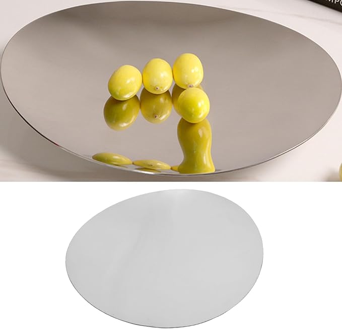 Jelquix Silver Tray Decorative, Stainless Steel Oval Fruit Bowl, Elegance Redefined Silver Finish Decor Tray, Modern Luxury Dessert Platter Fruit for Coffee Table & Home Decor (L) (L)