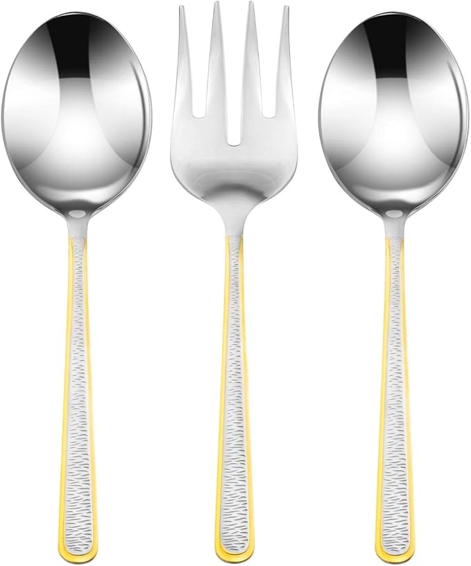 Venezia Collection "Provenza" 75-Piece Fine Flatware Set, Silverware Cutlery Dining Service for 12, Premium 18/10 Surgical Stainless Steel, 24K Gold-Plated Hostess Serving Set