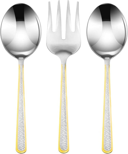 Venezia Collection "Provenza" 75-Piece Fine Flatware Set, Silverware Cutlery Dining Service for 12, Premium 18/10 Surgical Stainless Steel, 24K Gold-Plated Hostess Serving Set