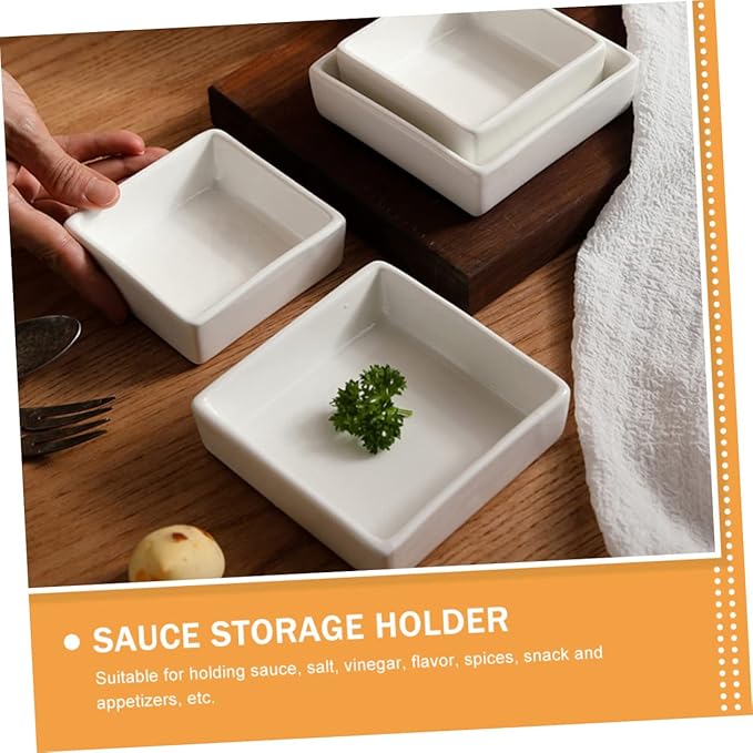 PRETYZOOM 2pcs Ceramic Sauce Dish Snack Serving Plates for Seasonings Dipping Bowls and Party Use Pudding Cups for Desserts and Appetizers