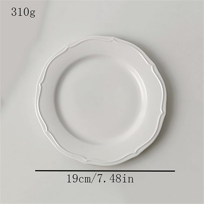 Dessert Plates Retro Lace Plate Simple Dinner Ceramic Salad Breakfast Dessert Home Restaurant Cafe Dinner Tableware(A,Medium)