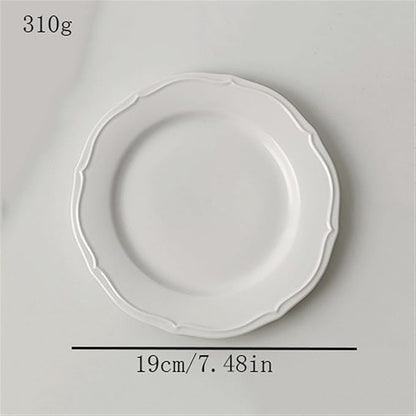 Dessert Plates Retro Lace Plate Simple Dinner Ceramic Salad Breakfast Dessert Home Restaurant Cafe Dinner Tableware(A,Medium)