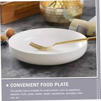 PRETYZOOM Delicate Ceramic Dinner Plate Small Sushi Plate Pasta Steak Salad Oven Freezer Safe White