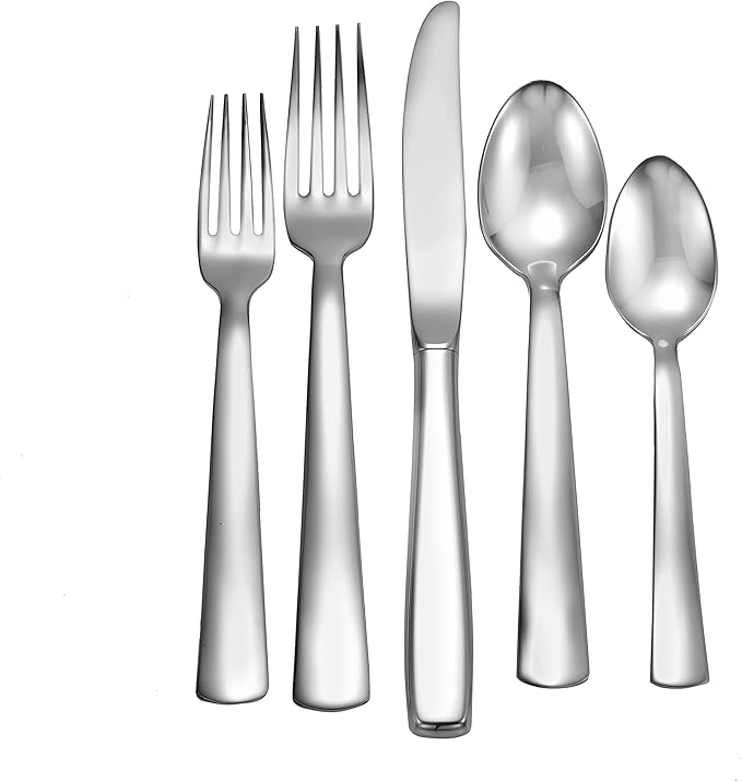 Liberty Tabletop Modern America 65-piece 18/10 Flatware Set for 12, Includes Serving Pieces Silverware Made in USA