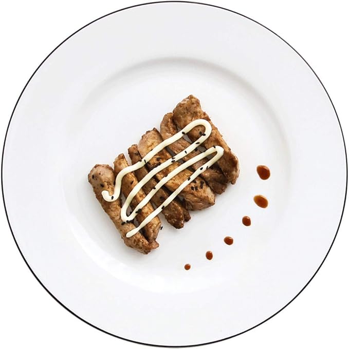 Fine Dinnerware Sets,Dinner Plate Ceramics Dinner Sets, Bowl/Dish/Spoon | Pure White Black Line Porcelain Combination Set