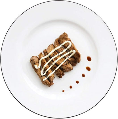 Fine Dinnerware Sets,Dinner Plate Ceramics Dinner Sets, Bowl/Dish/Spoon | Pure White Black Line Porcelain Combination Set