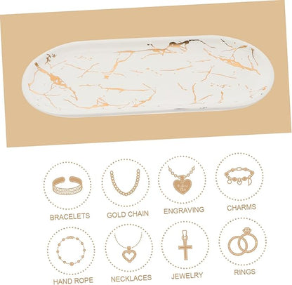 3 Pcs Marble Ceramic Plate Appetizer Serving Tray Dessert Plate Ceramic Marble Tray Restaurant Sushi Plate Ceramic Fruit Plate White Dinner Party Dressing Table Cosmetic Ceramics
