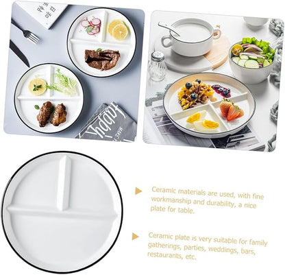 Ceramic Divided Plate for Food Serving Tray Smooth Surface for Appetizers Desserts and Healthy Meals for Family Gatherings and Parties