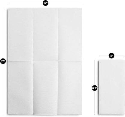 1000-Pack BloominGoods Disposable Bathroom Napkins | Linen-Feel Guest Towels, Made In USA | Cloth-Like Hand Tissue Paper, White, 12" x 17"