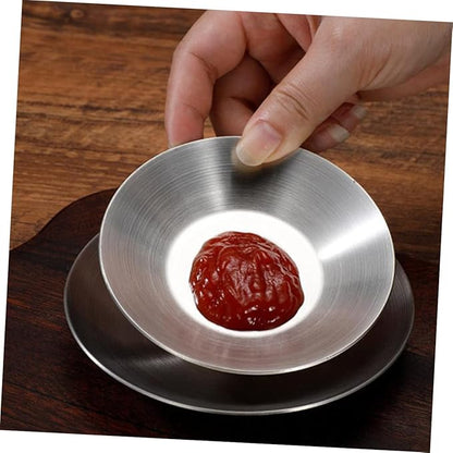 GLEAVI 304 Stainless Steel Round Sauce Dishes 2pcs Seasoning Bowls for Home Use Sturdy and Elegant Design for Side Dishes and Dipping Sauces