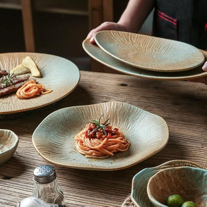Round Ceramic Plate For Steak And Western Food Tableware For Home And Hotel(9inchdisc)