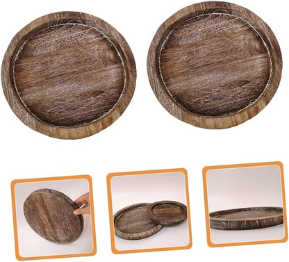 Cabilock 2pcs Solid Wood Serving Tray Large Extra Large Outdoor Decorative Tray Divided Sections for Food Vanity Bathroom Kitchen