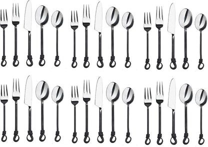 Twist and Shout Stainless Steel Flatware Set – Modern 6-Piece Silverware for Kitchen, Restaurants, Weddings & Parties Collection for Kitchen, Dining