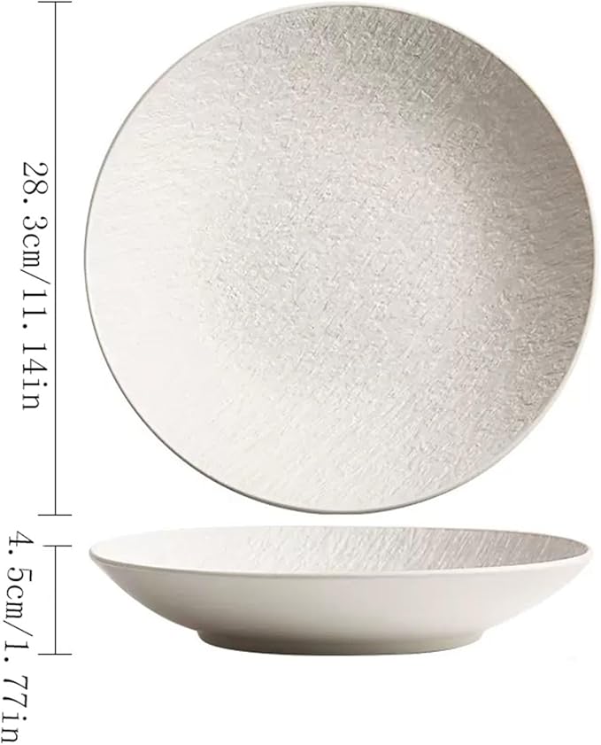 Party Supplies Fruit Tray Household Deep Plate Ceramic Salad Bowl Soup Plate White Rock Dish Household Kitchen Restaurant Plate Round Frosted Dining Plate Party Plates ( Color : A , Size : 11.14in )