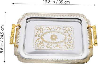 Retro Silver Tray European Style Fruit Serving Tray Double Handle Made for Use