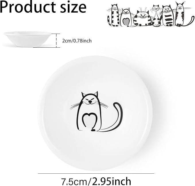 Fashion & Lifestyle Japanese Cute Cat Ceramic Sauce Dish, Seasoning Dish Sushi Soy Dipping Bowl, Appetizer Plates, Serving Dish for Kitchen Home Set of 12