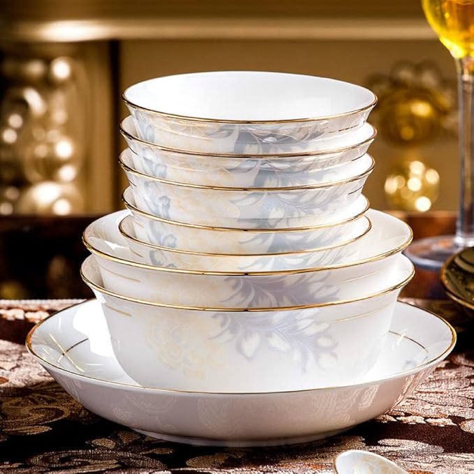 Dinnerware Set Kitchen Tableware Dinner Dish Ceramic Plates and Dishes Bowls 60pcs combination dishes and plates sets-60pcs WHITE