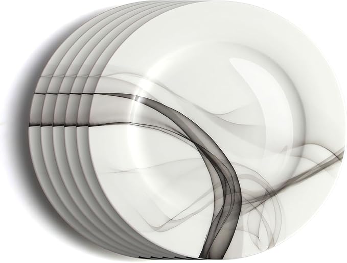 IQCWOOD White Porcelain Dinner Plates, Set of 6, 8", Porcelain Dinner Plates, White Plates Set, White Plates Ceramic, Christmas Gifts