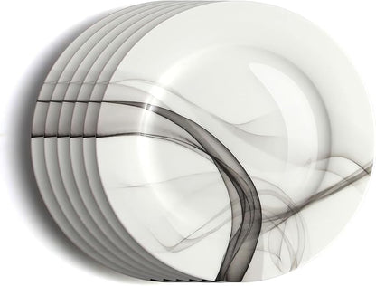 IQCWOOD White Porcelain Dinner Plates, Set of 6, 8", Porcelain Dinner Plates, White Plates Set, White Plates Ceramic, Christmas Gifts