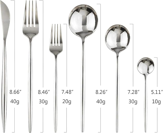 24Pcs Silver Mirror Silverware Flatware Set, 18/0 Stainless Steel Cutlery Set Utensils Kitchen Dinnerware Include Knife Fork Spoon and Teaspoon, Service for 4