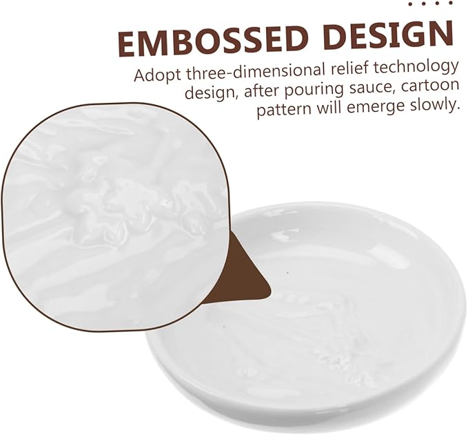 PRETYZOOM 3pcs Ceramic Dip Dish Condiment Plates for Sauces Vinegar and Appetizers Creative Flavored Sauce Bowls for Dipping Serving and Table Decoration