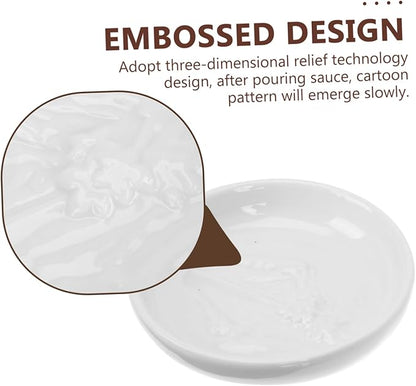 PRETYZOOM 3pcs Ceramic Dip Dish Condiment Plates for Sauces Vinegar and Appetizers Creative Flavored Sauce Bowls for Dipping Serving and Table Decoration