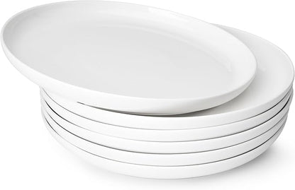 Sweese Porcelain Dinner Plates Set of 6, 10 Inch Lightweight Round Dish Set - Dishwasher, Microwave, Oven Safe, Scratch Resistant, Kitchen Serving Dishes - White