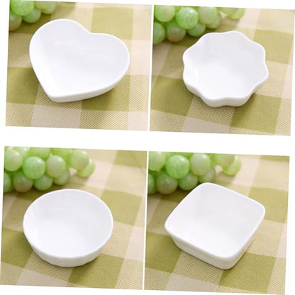 2PCS White Ceramic Dipping Dishes Japanese Style Porcelain Appetizer Plates for Sauces Seasonings and Condiments Elegant for Kitchen Dining