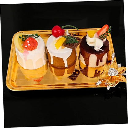 PRETYZOOM Metal Square Tray for Dinner Party Platter Decoration Serving Snack Storage Bread Fruit Tea Serving Tray