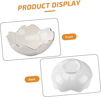 Appetizer Plates Ceramic Serving Tray Round 2pcs Pinch Bowls Seasonings Bowls Dipping Seasoning Dishes Ceramic Dipping Plates Condiment Plate Vinegar Bowl Soybean Set Chip Jars (White 7X7X2.8cm)