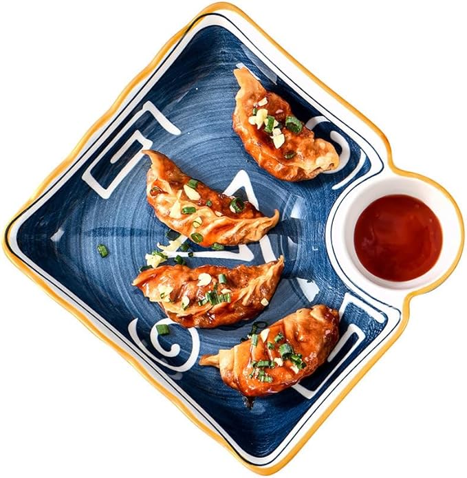 Multi Purpose Appetizer Ceramic Tray Vinegar Bowl Elegant Sushi Cookie Serving Dishes Dipping Sauce Plate for Dumplings French Fries Snacks Homes Restaurants Design Sense Souvenirs