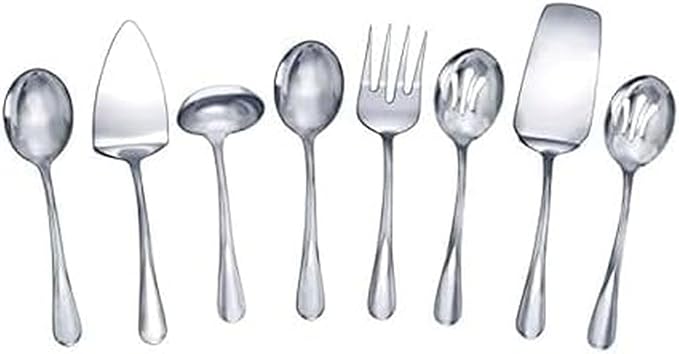 Gourmet Basics by Mikasa 5181046 Kaylee 8-Piece Stainless Steel Serving Set