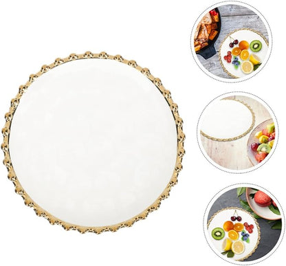 Mobestech Ceramic Double Appetizer Plate Stable Porcelain Dinner Plate for Party Festival Household Round Dessert and Fruit Serving Tray