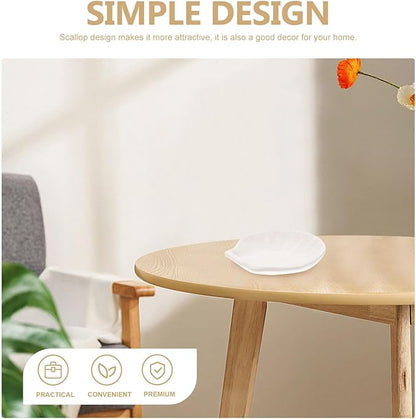 Hemoton 6Pcs Ceramic Sauce Dish Sea Shell Shaped Seasoning Dishes Sushi Dipping Bowl Appetizer Plates Ceramic Serving Individual Condiment for Home Kicthen 4inch