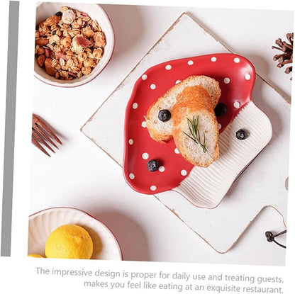OUNONA Mushroom Ceramic Plate Salad Serving Bowl Design Multi-function Kitchen Supplies
