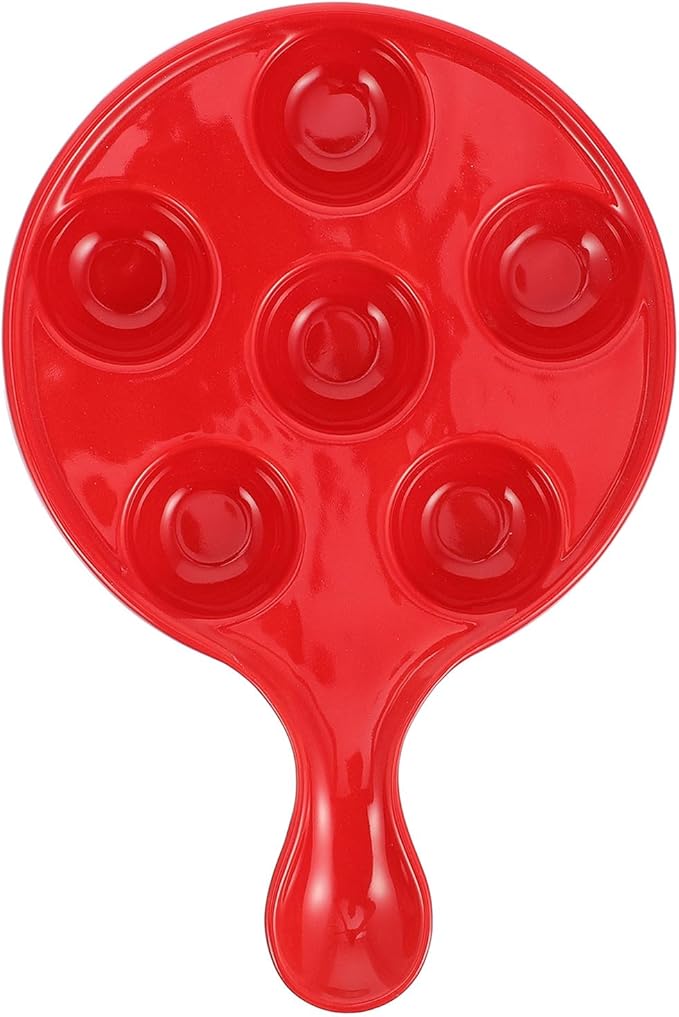 Veemoon Escargot Baking Dish 10-inch Ceramic Snail Plate with Handle 6-hole Escargot Holder for Oven Baking Seafood Appetizers Home Kitchen Serveware