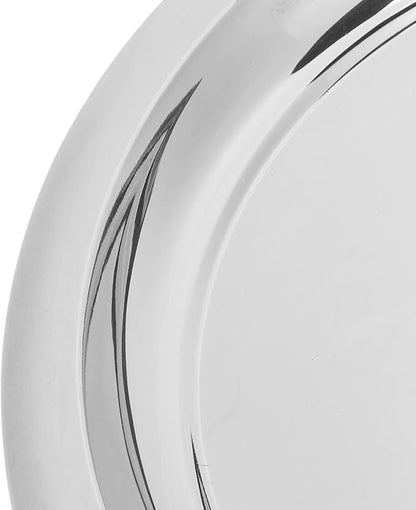Zerodis Round Silver Serving Tray, Stainless Steel Bar Tray with Swirl Pattern, 35 Cm for Drinks and Snacks, Ideal for Coffee Table and Tea Serving
