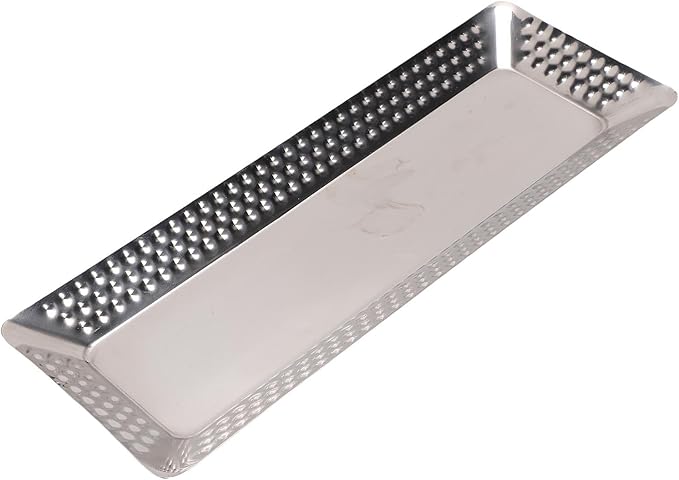 Stainless Steel Rectangular Serving Tray, Silver Hammered Cake Tray Appetizer Platter for or Camping BBQ Party Buffet Appetizer 4.7x12.6in