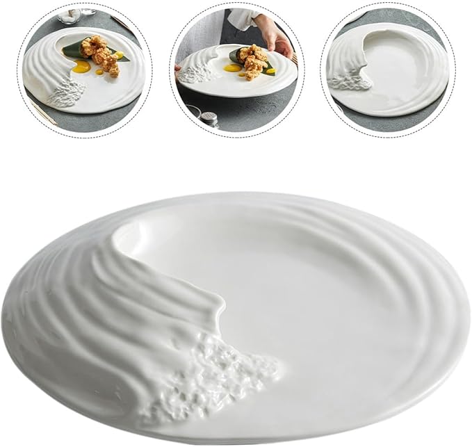 HEALLILY Ceramic Food Plate Creative Snack Serving Dish Western Style Porcelain Platter for Sushi Salad and Appetizers Easy to Clean for Weddings Gatherings