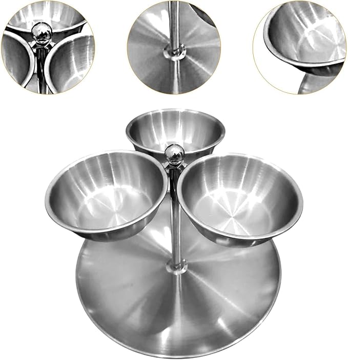 Fruit and Snack Serving Tray with Compartments for Events and Gatherings, Silver A