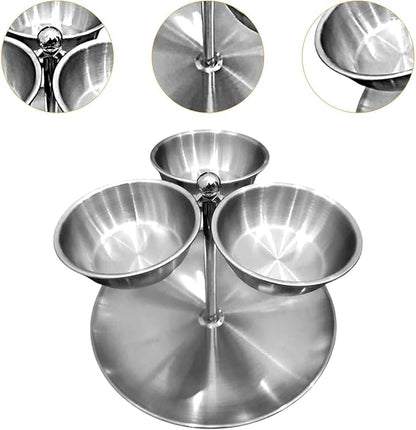 Fruit and Snack Serving Tray with Compartments for Events and Gatherings, Silver A